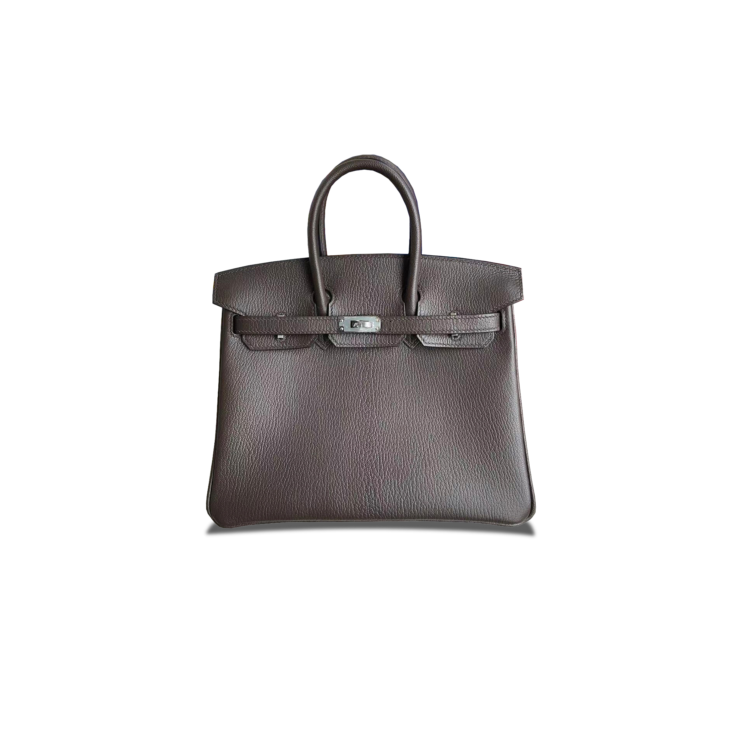 HERMÈS MASTER BIRKIN 25 CHEVRE LEATHER EBONY SILVER BUCKLE BAG H028369CC86 (25*20*13cm)